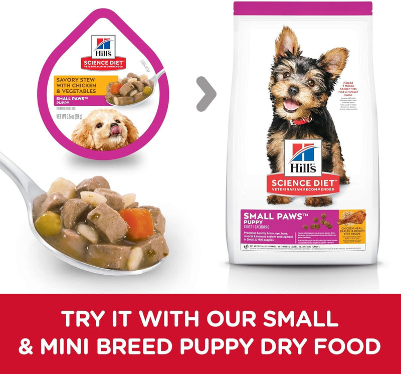 Wet Dog Food, Puppy, Small Paws for Small Breeds, Savory Stew with Chicken & Vegetables Recipe, 3.5 Oz (Pack of 12) Trays - Shop for less