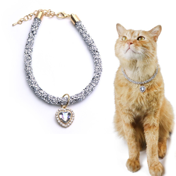 Crystal Necklace for Cats with Heart Pendant - Sweet Cat - Shop for less