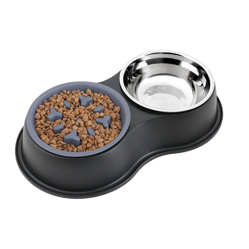 Slow Drinking Bowl and Feeder for Dogs in Stainless Steel - Shop for less