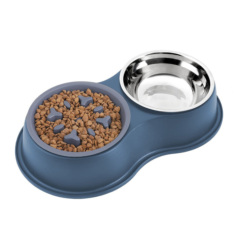 Slow Drinking Bowl and Feeder for Dogs in Stainless Steel - Shop for less