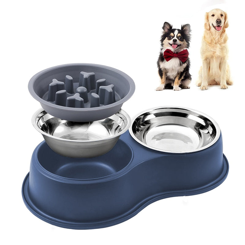 Slow Drinking Bowl and Feeder for Dogs in Stainless Steel - Shop for less