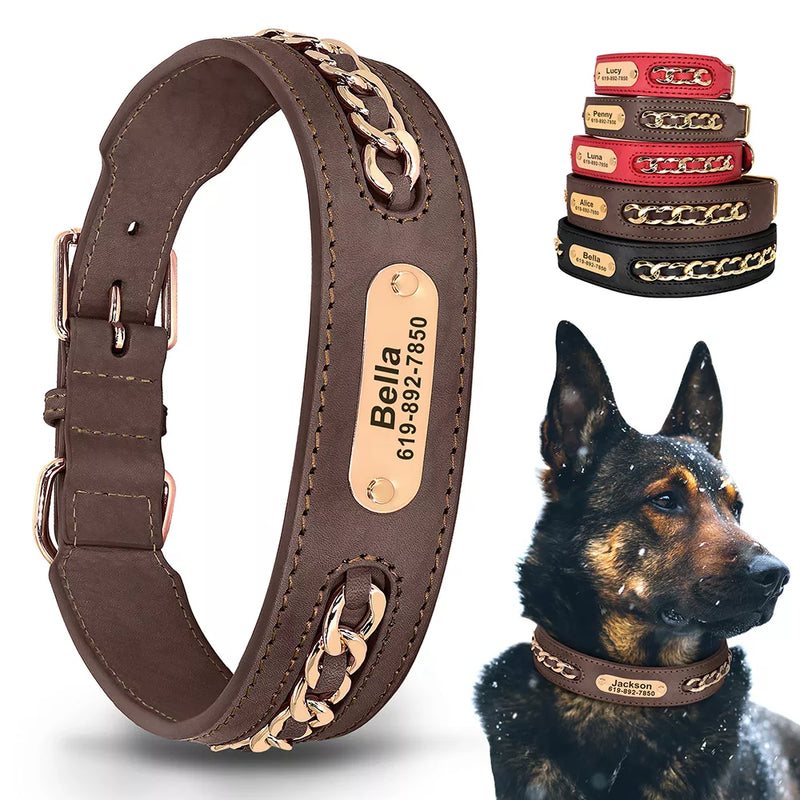 Personalized Leather Dog Collar - Anti Escape - Shop for less