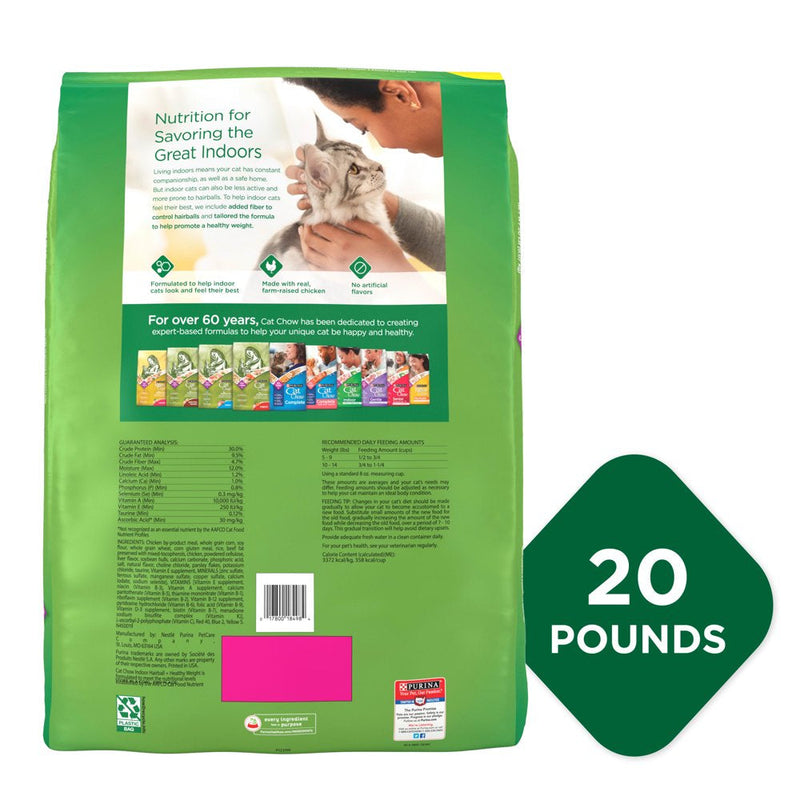 Purina Dry Cat Food, Healthy Weight & Hairball Indoor Whole Grain Chicken, 20 Lb Bag - Shop for less